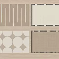 Square Rugs Collection With Striped Circular And Border Patterns In Neutral Tones 3d model