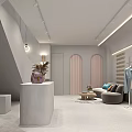 Modern Clothing Store Interior With White Design Arch Windows Sofa And Clothes Racks