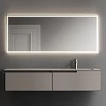 Modern Bathroom Vanity With Backlit Rectangular Mirror Gray Wall Cabinet And Under Mount Sink 3d model