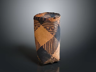 Handcrafted Decorative Storage Basket With Geometric Patterns And Brown Black Design 3d model