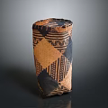 Handcrafted Decorative Storage Basket With Geometric Patterns And Brown Black Design