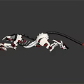Mechanical Leopard With White Black Body Red Details In Dynamic Pose On Smooth Reflective Surface 3d model