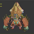 Golden Copper Mechanical Armored Creature Featuring Spiked Design And Intricate Structure 3d model