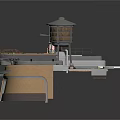 Rustic Architectural Model Design With Multi Level Platform Water Tower And Wooden Roof