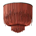 Modern Red Chandelier With Slender Hanging Strips And Circular Frame Design