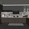 Modern Kitchen Interior With Gray Cabinets Island Countertop And Integrated Lighting