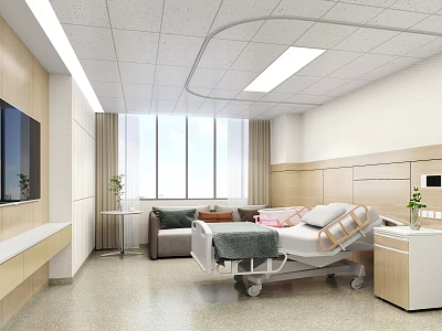 Modern Hospital Outpatient Clinic Interior With Patient Bed Medical Equipment And Comfortable Environment 3d model