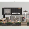 Container Building Cafe Design With Outdoor Terrace Tables Chairs and Green Plants Decoration