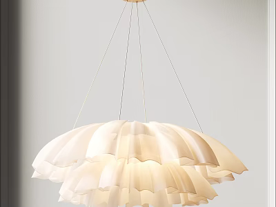 White Layered Pleated Chandelier with Modern Elegant Design and Soft Glow 3d model