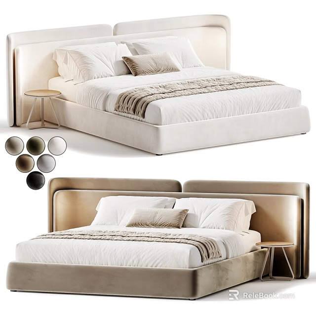 Modern Luxury Upholstered Double Bed With Multiple Color Options For Cozy Stylish Bedroom Home Decor 3d model 