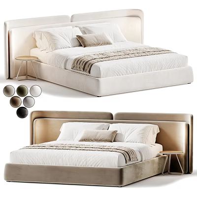 Modern Luxury Upholstered Double Bed With Multiple Color Options For Cozy Stylish Bedroom Home Decor 3d model