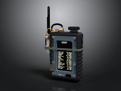 Rugged Handheld Communication Device With Antenna Digital Display And Control Buttons 3d model