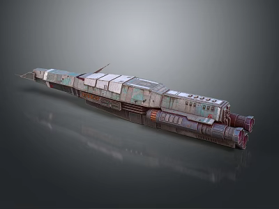 Futuristic Sci Fi Spaceship With Multiple Modules Metallic Texture And Engines 3d model