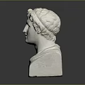 Classical White Marble Bust Statue With Curly Hair Head Shoulder Drapery And Square Base 3d model