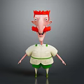 Funny Cartoon Character With Red Hair Beard White Shirt And Green Shorts