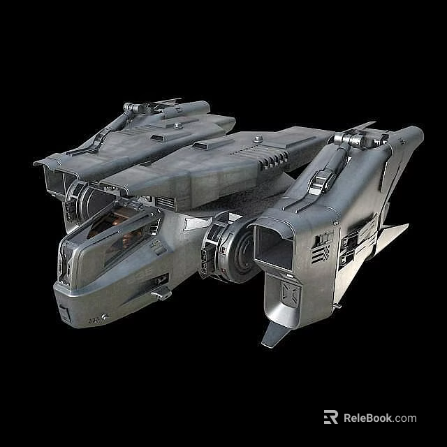 Advanced Technology Exhibition Hall Featuring Futuristic Metallic Spaceship With Mechanical Structure 3d model 