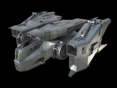 Advanced Technology Exhibition Hall Featuring Futuristic Metallic Spaceship With Mechanical Structure 3d model