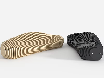 Outdoor Chairs in Beige and Black with Wavy Striped Pattern for Garden Use 3d model