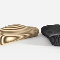Outdoor Chairs in Beige and Black with Wavy Striped Pattern for Garden Use