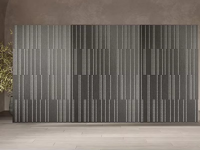 Modern Indoor Decorative Screen Design With Dark Gray Vertical Stripes And Dotted Pattern 3d model