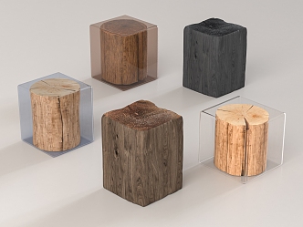 Solid wood shoe stool 3d model