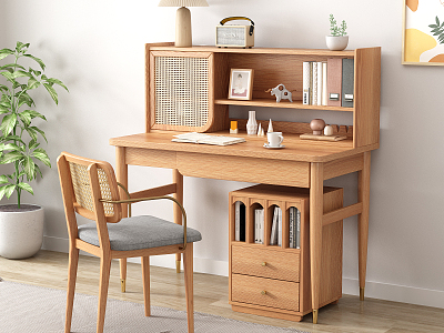 Nordic desk and chair solid wood desk and chair combination model