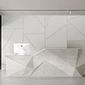 Stone front desk office reception desk background fireplace computer all-in-one machine 3d model