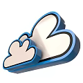 Blue And White Cloud Icon Design With Simple Outline And Inner Fill 3d model