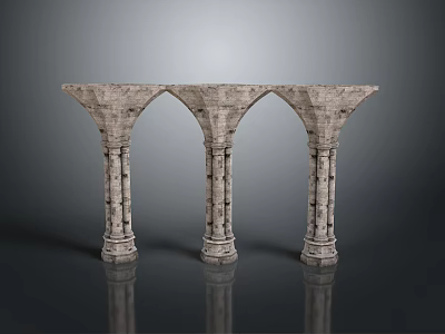 Classic Stone Archway Columns As Architectural Decorative Elements For Scenic Design 3d model