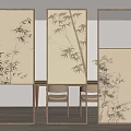 New Chinese style screen partition lattice 3d model
