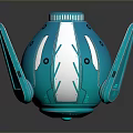 Blue Spherical Cosmic Robot With Mechanical Arms And Glowing Components For Space Exploration