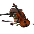 Vintage Musical Instruments With Books And Rose For Art Supplies