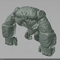 Stone Creature Character 3D Model Featuring Rough Rock Texture And Muscular Limbs 3d model