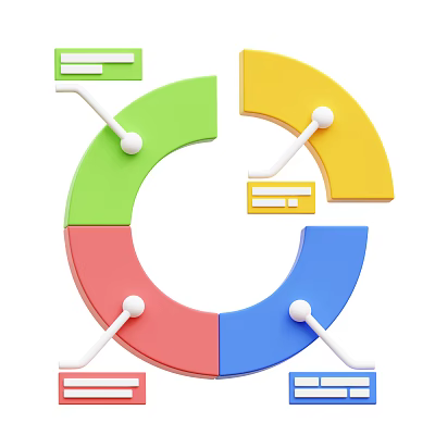 Modern Colorful Decorative Ornament Set With Circular Multicolored Design Sections 3d model