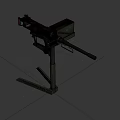 Green Military Heavy Machine Gun With Tripod Stand Barrel And Ammunition Belt