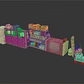Warehouse Storage Area With Shelves Wooden Crates Green Boxes And Forklift