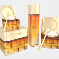 Luxury Lancôme Absolue Perfection Golden Skincare Bottles Open Lids Cream Jars Spatulas