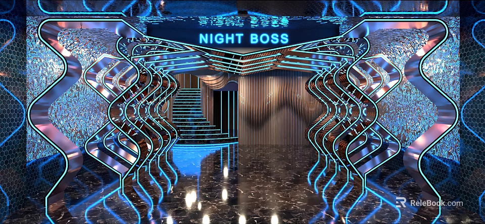 Futuristic KTV Interior With Neon Lights And Stylish Decor 3d model 