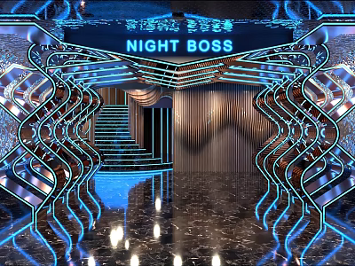 Futuristic KTV Interior With Neon Lights And Stylish Decor 3d model