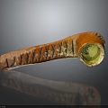 Ceramic Handcrafted Orange Textured Pipe with Green Interior and Carved Design