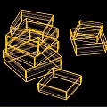 Decorative Ornament Set With Pink Green Yellow Gray Square Stacked And Separate Pieces