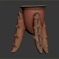 Red Three Legged Ceramic Vessel as Daily Household Item With Intricate Carvings And Traditional Design
