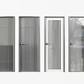 Modern Interior Flush Doors With Various Glass Panel Designs And Silver White Frames 3d model