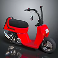 Red Modern Scooter With Black Seat Rearview Mirror And Exhaust Pipe Design
