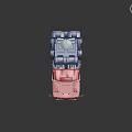 Red and Blue Toy Truck with Two Smokestacks and Autobot Logo