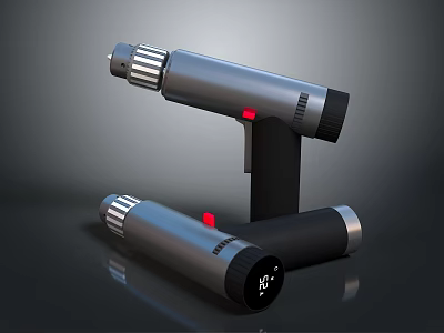 Handheld Professional Equipment With Silver Black Body Red Button And Digital 3d model