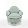 Light Green Single Sofa With Rounded Armrests White Stitched Cushion And Fringed Base 3d model