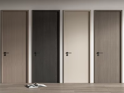 Modern Flush Doors in Various Wood Grain Colors for Home Interior Design 3d model