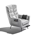 Modern Gray Upholstered Armchair For Living Room With Comfortable Cushion And Metal Legs