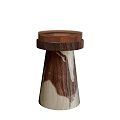 Modern Wooden Side Table With Round Top And Unique Tapered Wooden Base